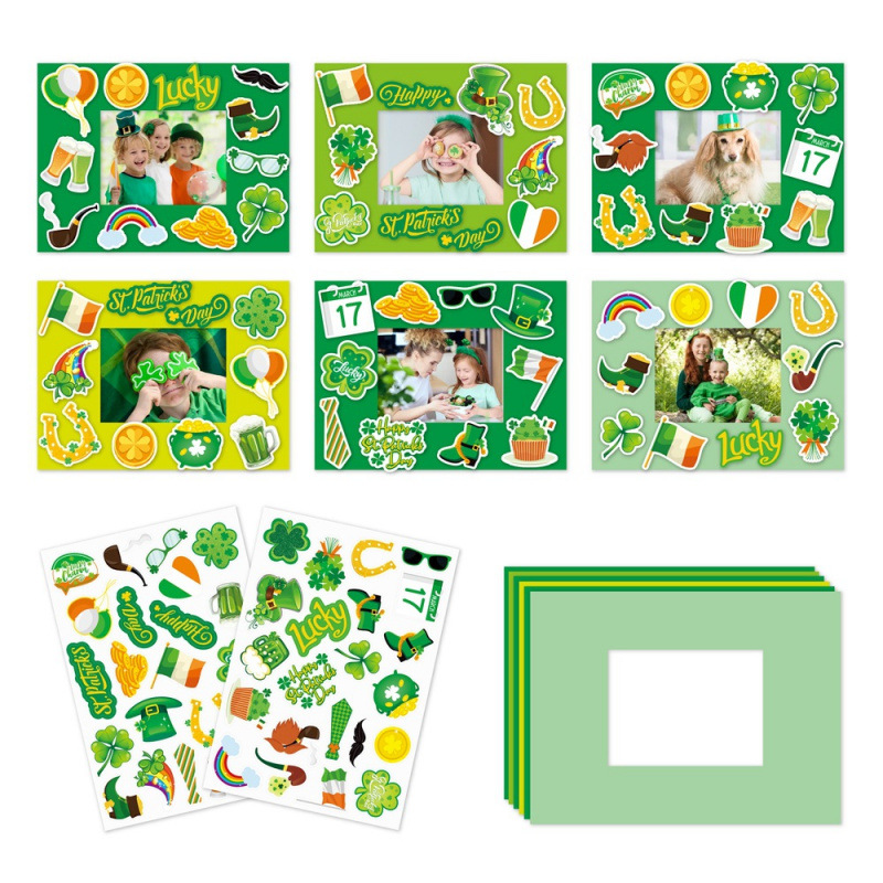 Marco de fotos del día de San Patricio transfronterizo de Europa y Estados Unidos, pegatinas DIY, álbum de fotos creativo, decoración de fiesta del día nacional irlandés