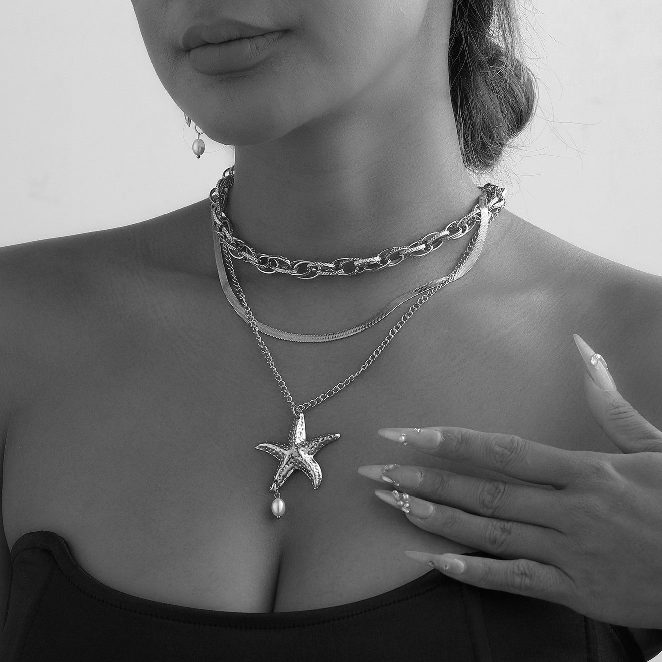 화이트 K 목걸이 YX207