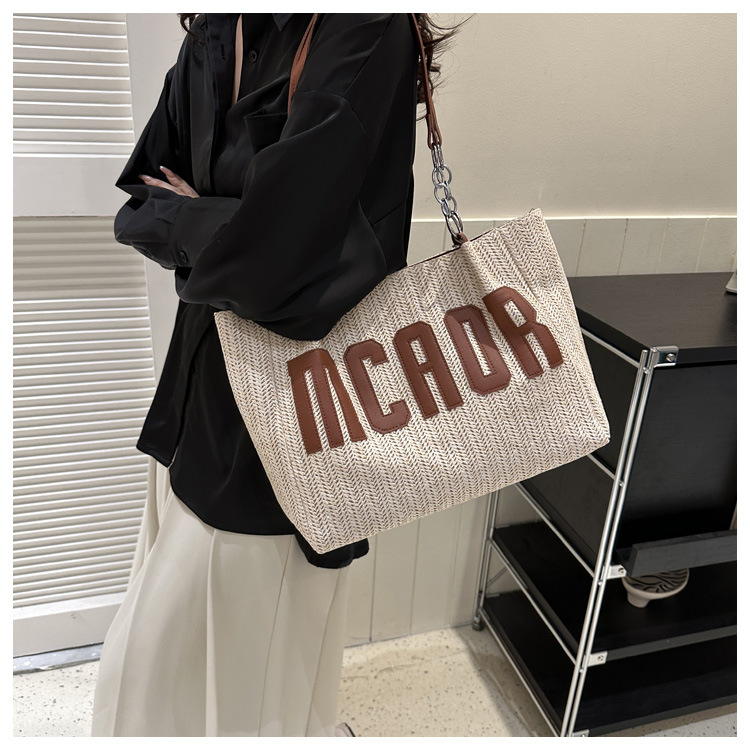 Large capacity fashion tote bag 2025 new style this year's popular woven single-shoulder bag underarm letter handbag wholesale undefined