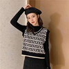 Vest women 2020 Autumn new pattern Korean Edition knitting vest student Versatile Sleeveless jacket V-neck Hit color Vest