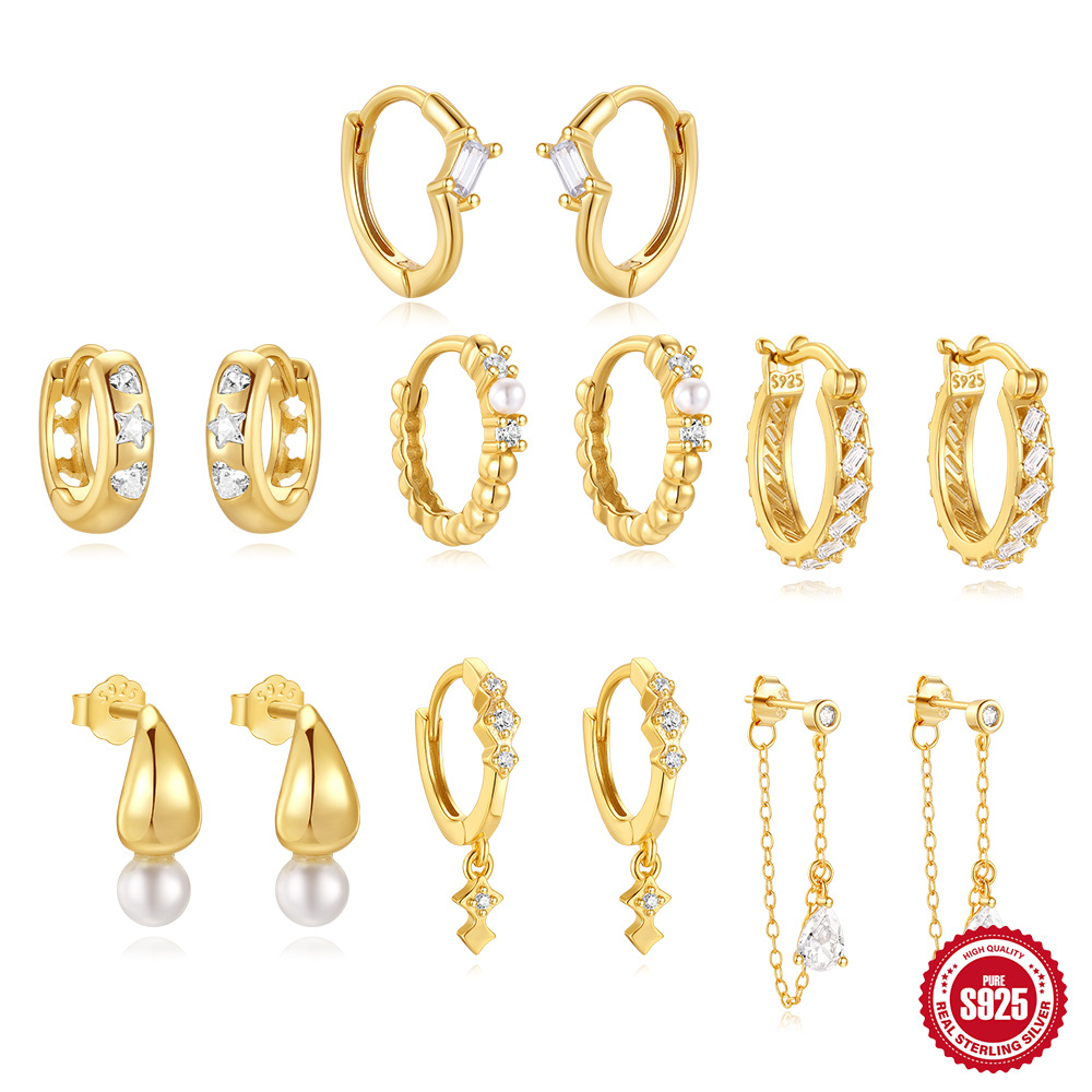 Nuevos pendientes de plata de ley s925 para mujer, estilo ins, estilo francés, simple y elegante, circonio cuadrado, orejas retorcidas irregulares