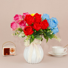 5头蜜桃玫 仿真花假花家居婚礼装饰花艺批发花摆件户外餐桌布置