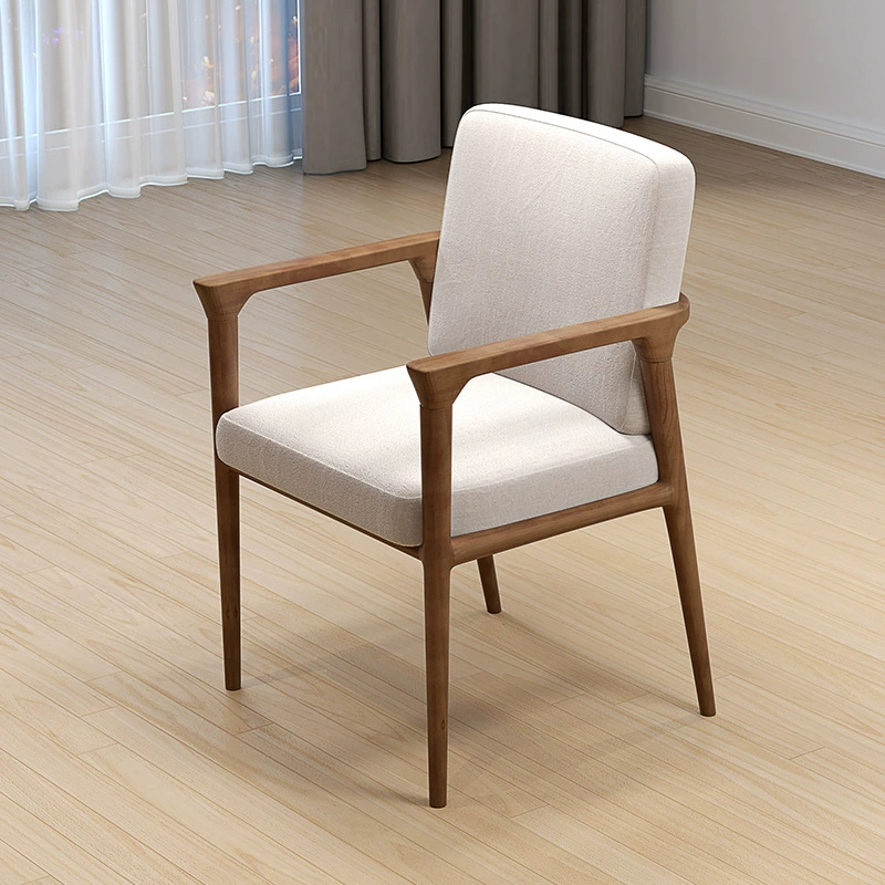 Bachelor Chair Nordic Armrest Chair Solid Wood Chair Simple Dining Chair Study Soft Package Log Desk Chair Mahjong Chair