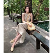 新中式清冷感无袖连衣裙女2024夏季新款设计感气质长款背心裙