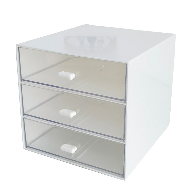 Caja de almacenamiento de escritorio de estilo ins dormitorio de estudiantes integrada de tres capas caja de almacenamiento de cosméticos papelería transparente