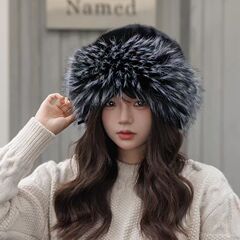 跨境新款大帽檐蒙古帽时尚保暖渔夫帽高级感百搭毛绒帽防寒护耳帽