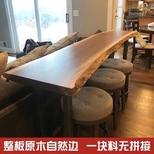 J^Solid Wood Bar Table Home Balcony Wall Narrow Table Long Table Milk Tea Shop Bar High Table and Chair Combination