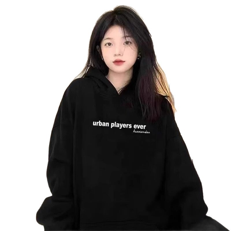 爆款藏蓝色连帽卫衣女早春2025新款薄款宽松外套秋冬季慵懒上衣装|undefined