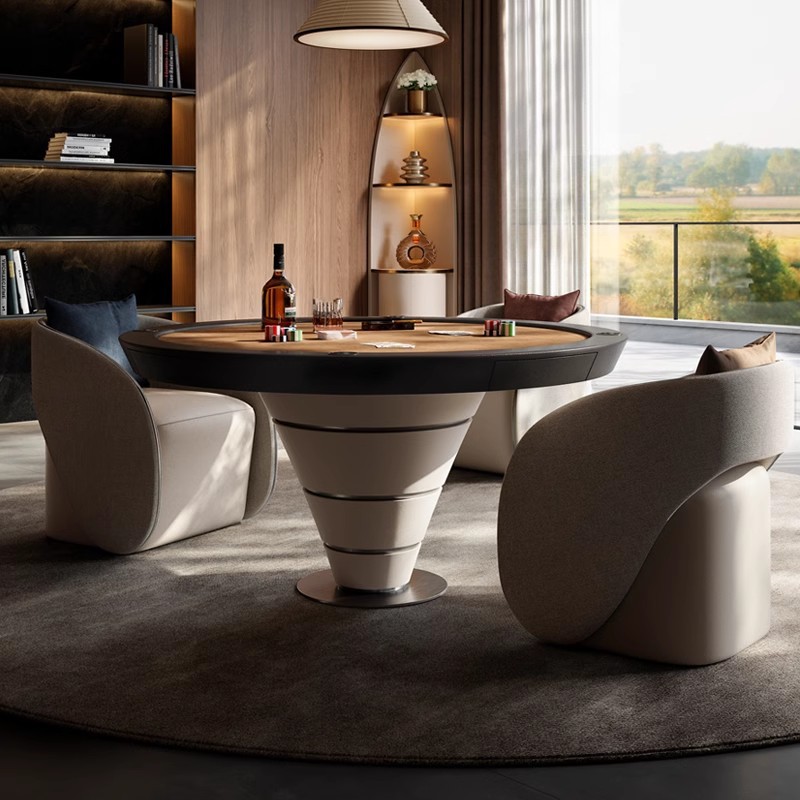 Mesa especial para huevos, madera maciza, moderna, de lujo ligero italiano, mesa de póquer de Texas, villa de alta gama, combinación de mesa y silla