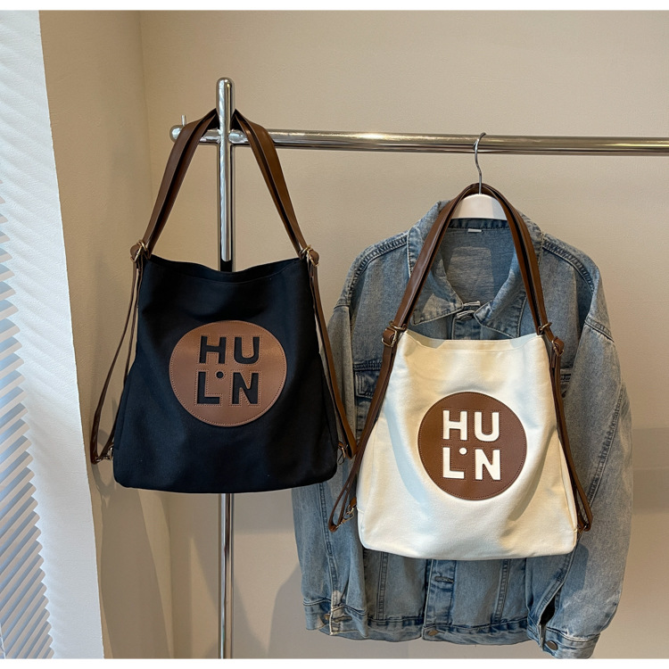 Korean letter printed multi-purpose cloth bag, 2024 new style, high-quality student backpack, commuting single-shoulder bag undefined