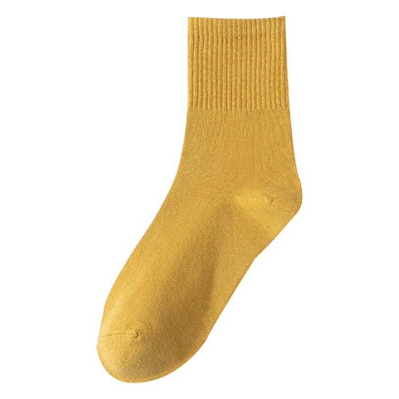Mid-Calf Socks for Women Spring and Autumn Solid Color Cotton Socks for Women Sweat-Absorbent and Breathable Japanese Sweet Fox Embroidered Stockings Wholesale