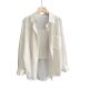 Thin Sun Protection Shirt for Women, New Summer Shirt, Cardigan Jacket, Petite French Tencel Pleated Outer Top