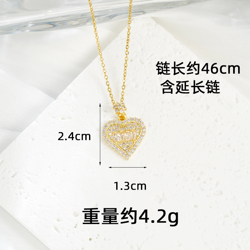 Transfronterizos collar de oro de arena de lujo ligero aretes de diamantes en forma de corazón para mujeres de alta calidad no se desvanecen joyas al por mayor