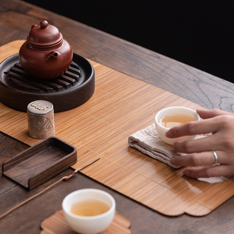 Estera de té de bambú hecha a mano estera de mesa de té Zen juego de té seco accesorios mesa de aislamiento Estera de bambú impermeable estera de té corredor de mesa