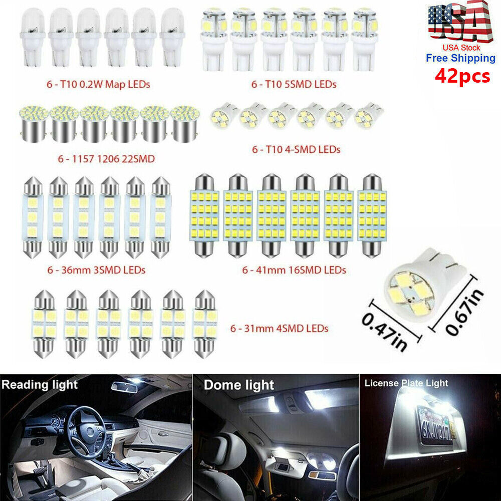 42PCS T10 lámpara de ancho de automóvil LED conjunto de lámpara de lectura de doble punta lámpara interior de lámpara de matrícula de automóvil transfronteriza image 1