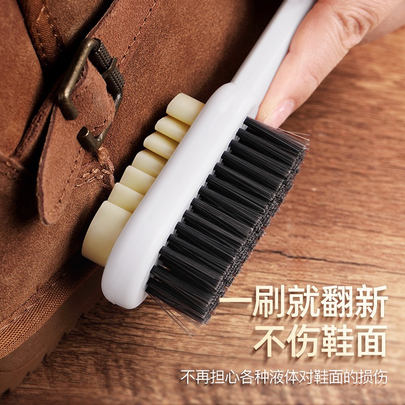 Cepillo para zapatos de piel de venado Cepillo de limpieza para zapatos de goma en bruto Cepillo de limpieza de doble cara de gamuza Cepillo para zapatos de goma descontaminante