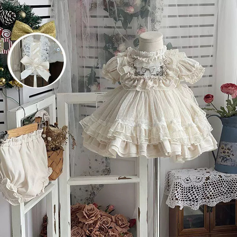 Маленький костюм принцессы, детское платье, стиль Lolita, пышная юбка-кульп, рукав puff, интернет-знаменитость