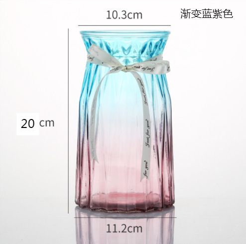 北欧创意透明玻璃花瓶水培绿萝植物干花鲜花插花瓶客厅装饰摆件|undefined