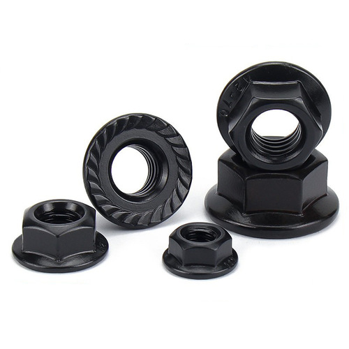 Black 304 stainless steel flange nut M3-M20 flange surface anti-loosening nut with pad anti-slip nut