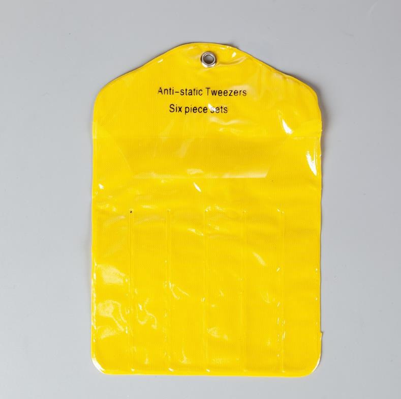Pinzas de 6 piezas Traje de acero inoxidable de 6 piezas ESD codo puntiagudo negro herramienta de reparación de desmontaje pegatina de uñas clip de taladro