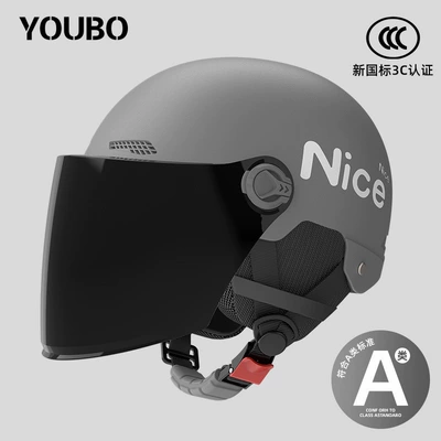 Motosiklet dəbilqələri | Scooter Dual-Mirror Safety Helmet, Unisex - one-size-fits-all-new-national-standard-3c-starry-sky-gray-free-sunscreen-long-mirror-reflective-stripe-decal-four-seasons-ear-protection-nice