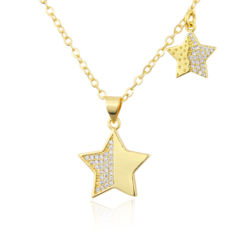 Wholesale Jewelry Star Diamond Pendant Glossy Copper Plating Necklace Nihaojewelry display picture 1