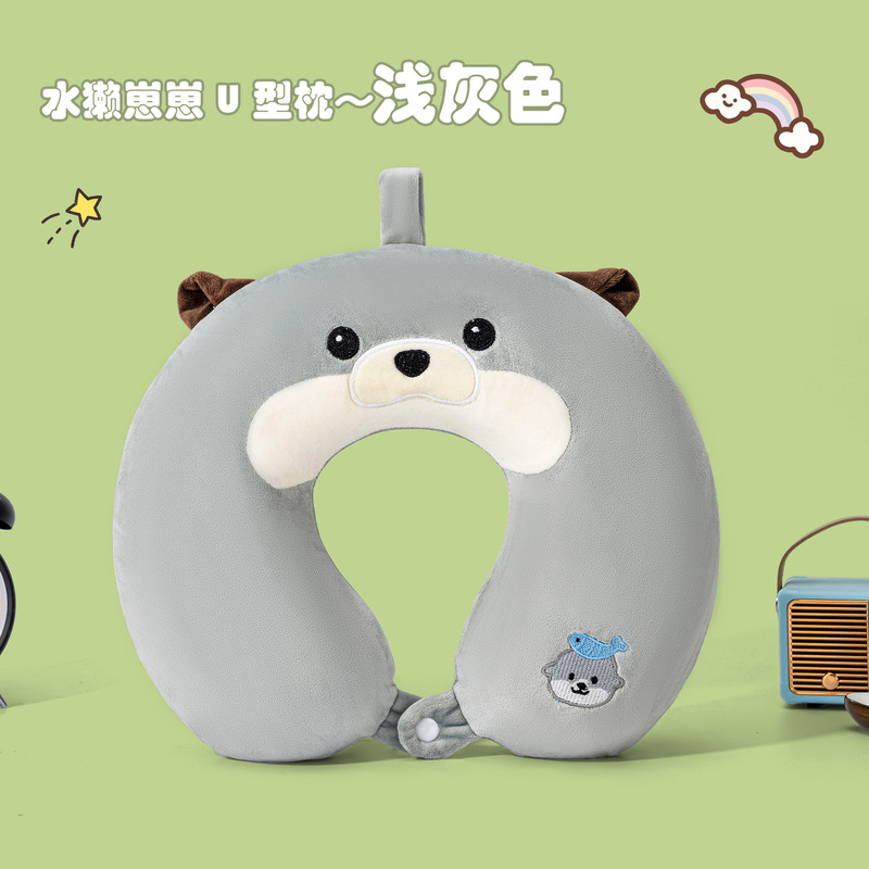 Cartoon Memory Foam U-Shaped Pillow, Cute Cushion, Car and Airplane Pillow, Travel-Friendly Neck Support U-Shaped Pillow, Cross-Border Hot Seller