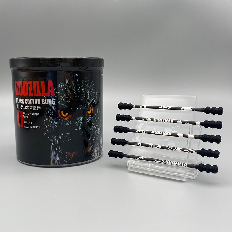 Japan imported Sanyo Godzilla double-headed cotton swab disposable ear canal digging cotton makeup black and white cotton swab
