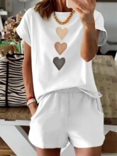 T 27923 Heart Pattern Street T-Shirt ����ͼ��T�� �羳ŷ����