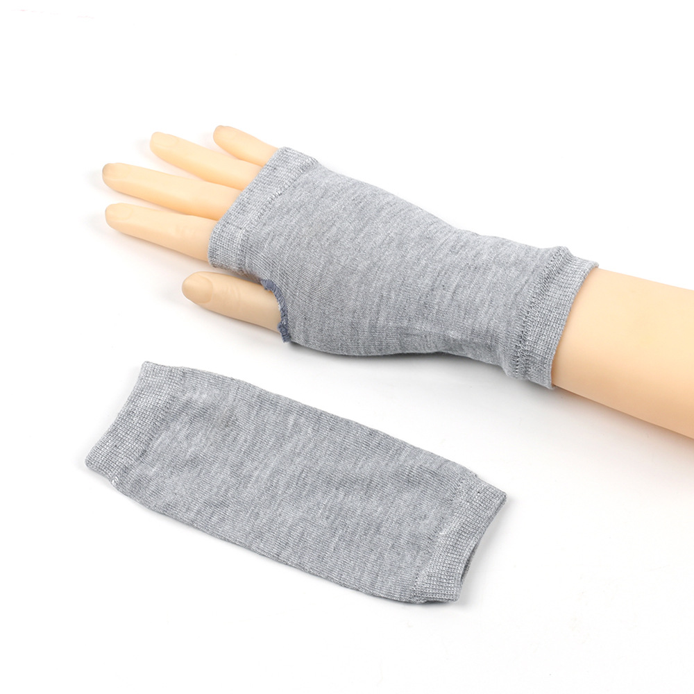 Mangas de muñeca abiertas a rayas para hombres y mujeres, tejido fino, guantes cortos de escritura para niños, color sólido, para hacer uno mismo_voghion.com