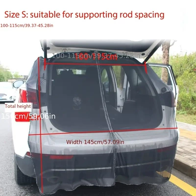 Car Suv Rear Anti-Mosquito Net Rear Magnetic Mosquito Net Car Camping Style Breathable Mosquito Net Self-Driving Travel Equipment (Car curtains) - s-size-tailgate-screen-support-rod-spacing-100-115cm