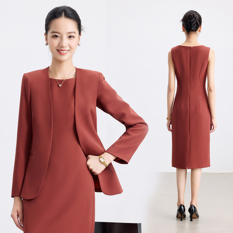 Xinmengyuan Unique and Beautiful Suit Autum Formal Fit Formal Occasion Professional Suit Skirt Collarless Suit Jacket