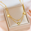 Chain stainless steel, ring, necklace, fashionable universal accessory, European style, light luxury style