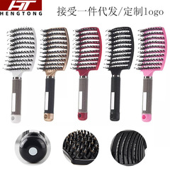 Factory large curved comb boar bristle massage comb curling brush multi-function styling curved wave hair roller comb