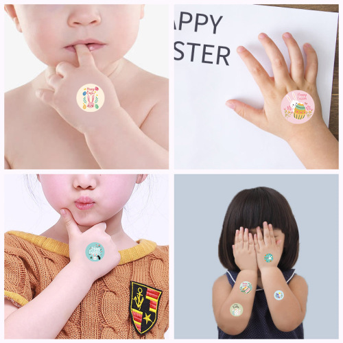 Easter Theme Novelty Stickers Easter Egg Rabbit Self-Adhesive Roll Party Favors DIY Kids Face Makeup Dress Up Tags