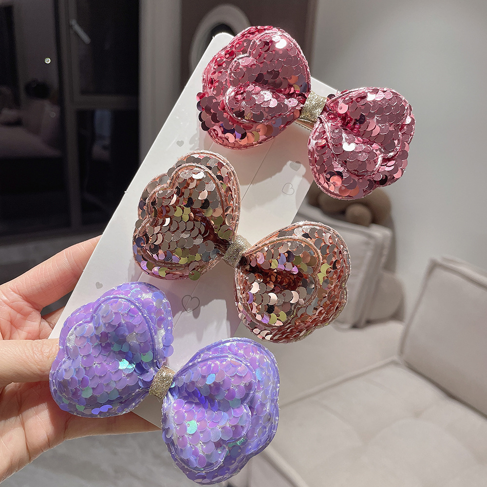Sequin Material Princess Bow Knot Sequin Hair Clip