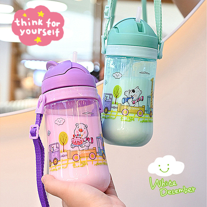 Taza de agua para niños con pajita, resistente a caídas, ideal para jardín de infantes, estudiantes, verano, diseño unisex.
