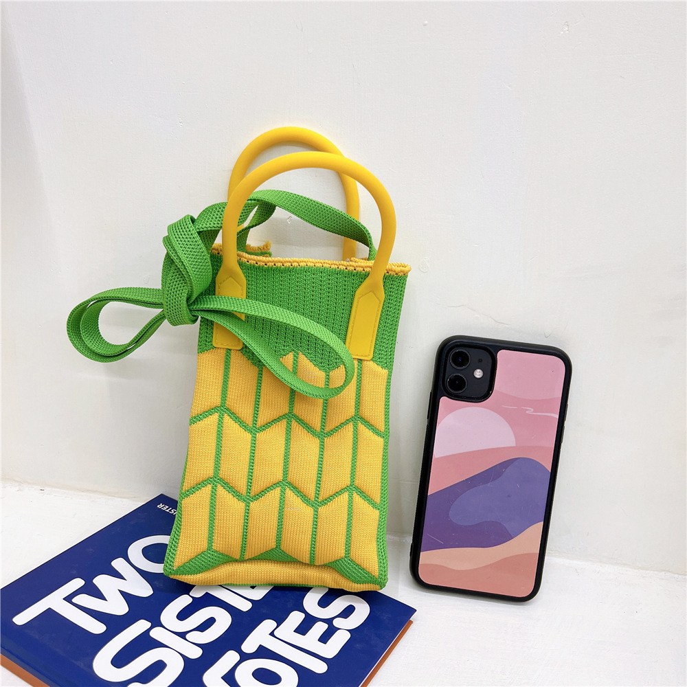 Bolsa de teléfono móvil Plaid bolsa de mensajero de las mujeres Mini pequeño bolso pequeño lindo ligero cuatro estaciones bolso de punto