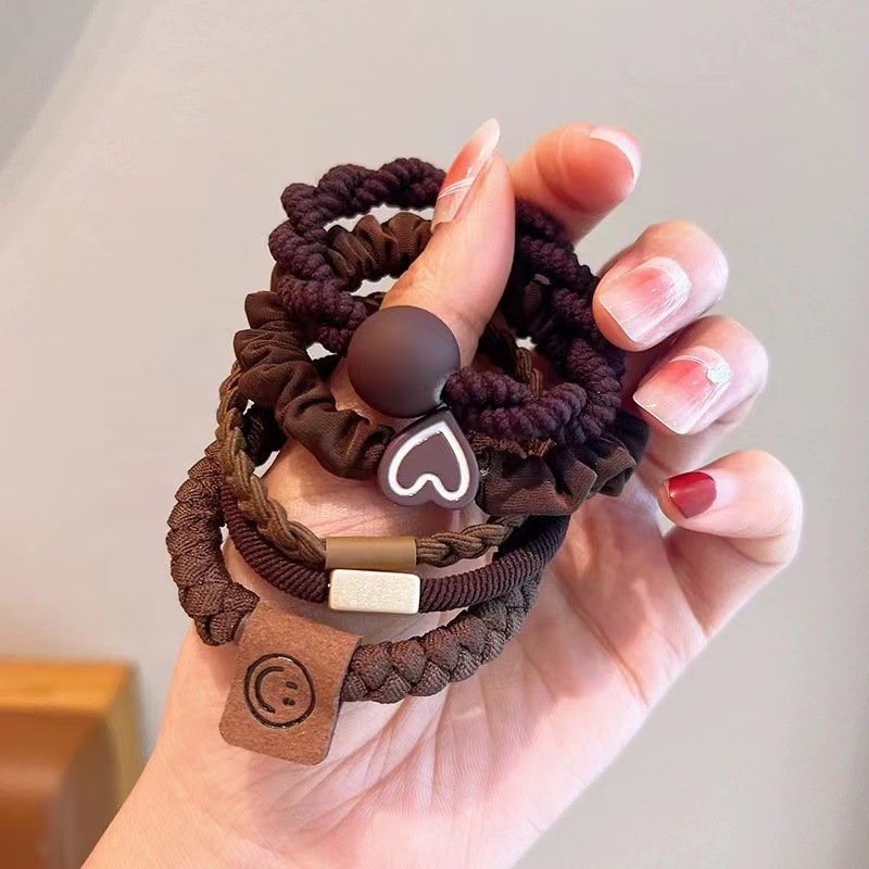 Ins viento frío gradiente gris 3 correas para el cabello gruesas y de alta elasticidad bandas de goma para atar el cabello