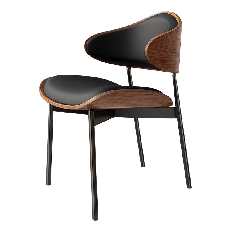 Silla de comedor para el hogar, estilo italiano, silla de negociación de lujo ligera, sentido de alta calidad, respaldo de madera maciza simple, silla de mesa Eames