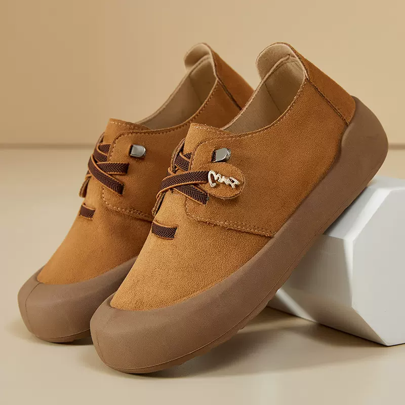 秋季新款单鞋复古厚底耐磨女鞋系带防滑休闲松糕鞋百搭板鞋