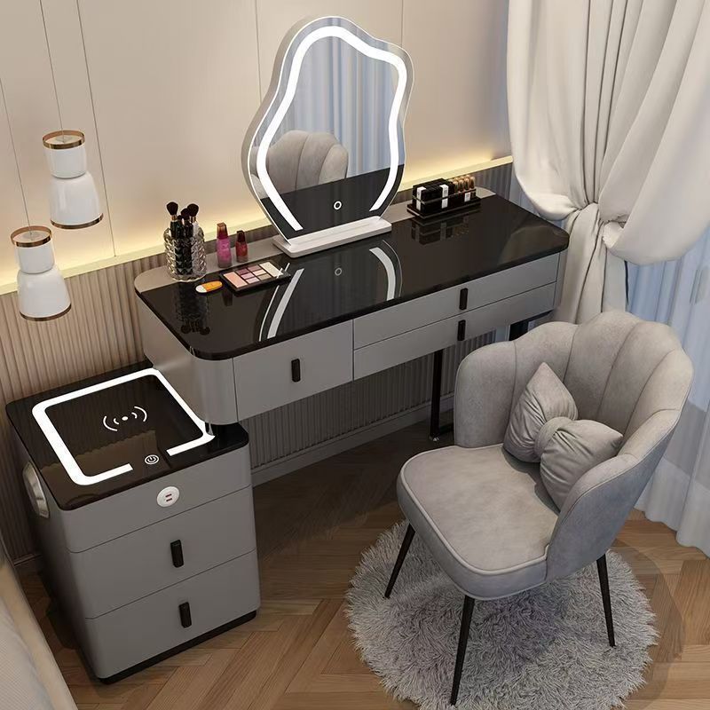 Smart Dressing Table Wireless Charging Light Luxury Nordic Bedroom Dressing Table Modern Simple Multi-Functional Princess Dressing Table