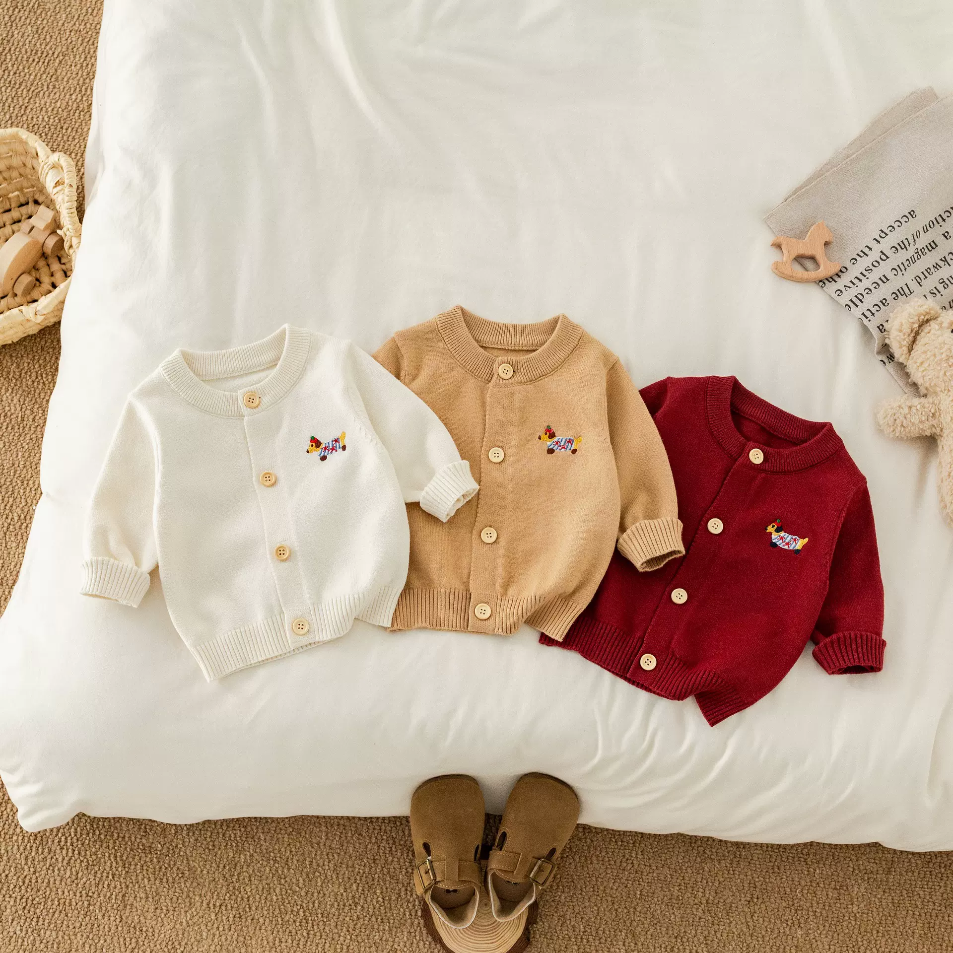 儿童毛衣针织开衫2025秋冬新款男女童宝宝毛线百搭外套