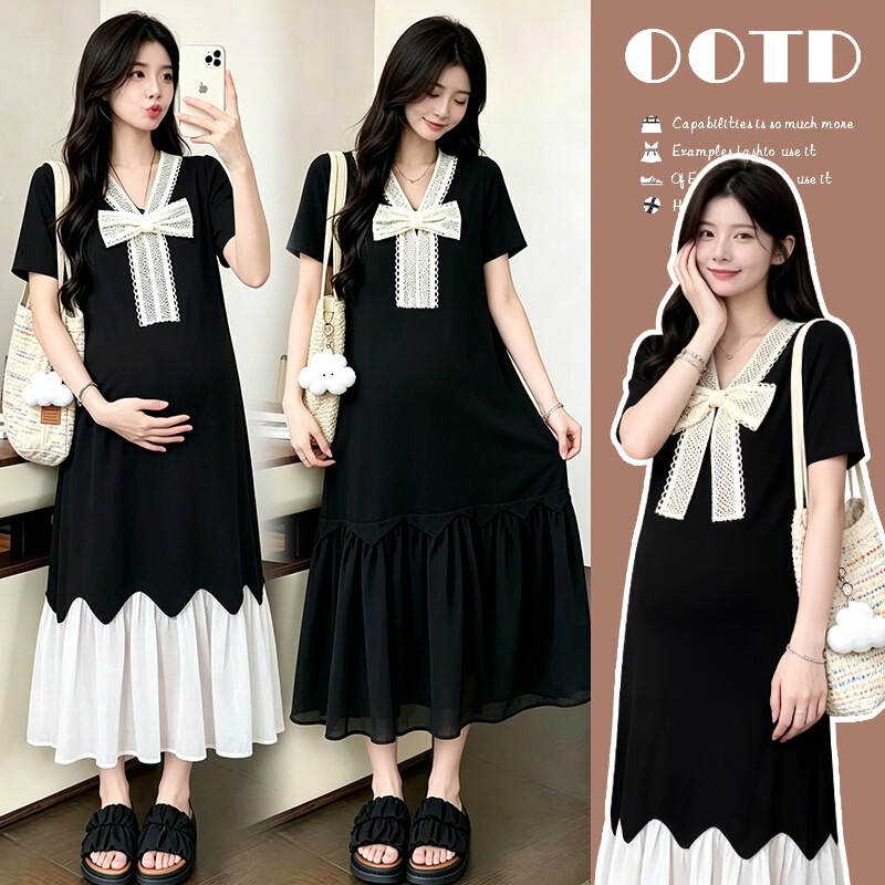 2026 Summer New Style Knitted Long Maternity Dress Trendy Mom Nursing Wear White Maternity Black Maternity 2026 Summer New Style Knitted Long Maternity Dress Trendy Mom Nursing Wear White Maternity Black Maternity