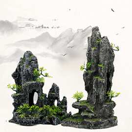 鱼缸造景装饰树脂假山水族箱假山石景观套餐布景摆件组合