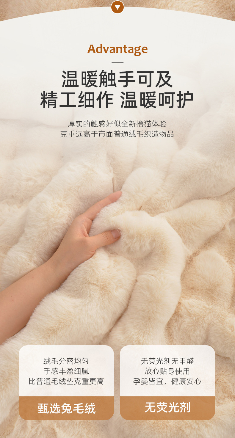 Imitation Rabbit Fur Bedroom Bedside Carpet Girl's Bedside Bubble Plush Floor Mat Bay Window Mat Living Room Coffee Table Sofa Cushion