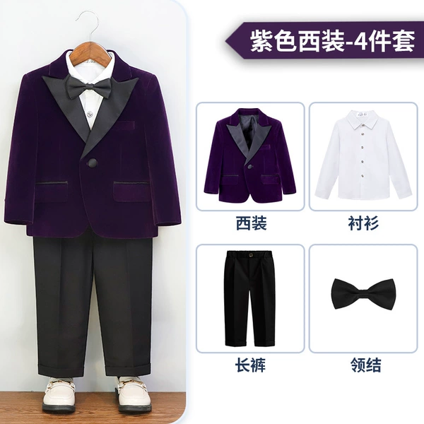 Purple set, shirt, jacket, trousers, bow tie