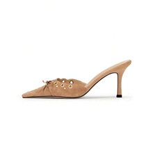 U 36989 Bow Hollow Out Slipper Heels �q������Y�U�հ���
