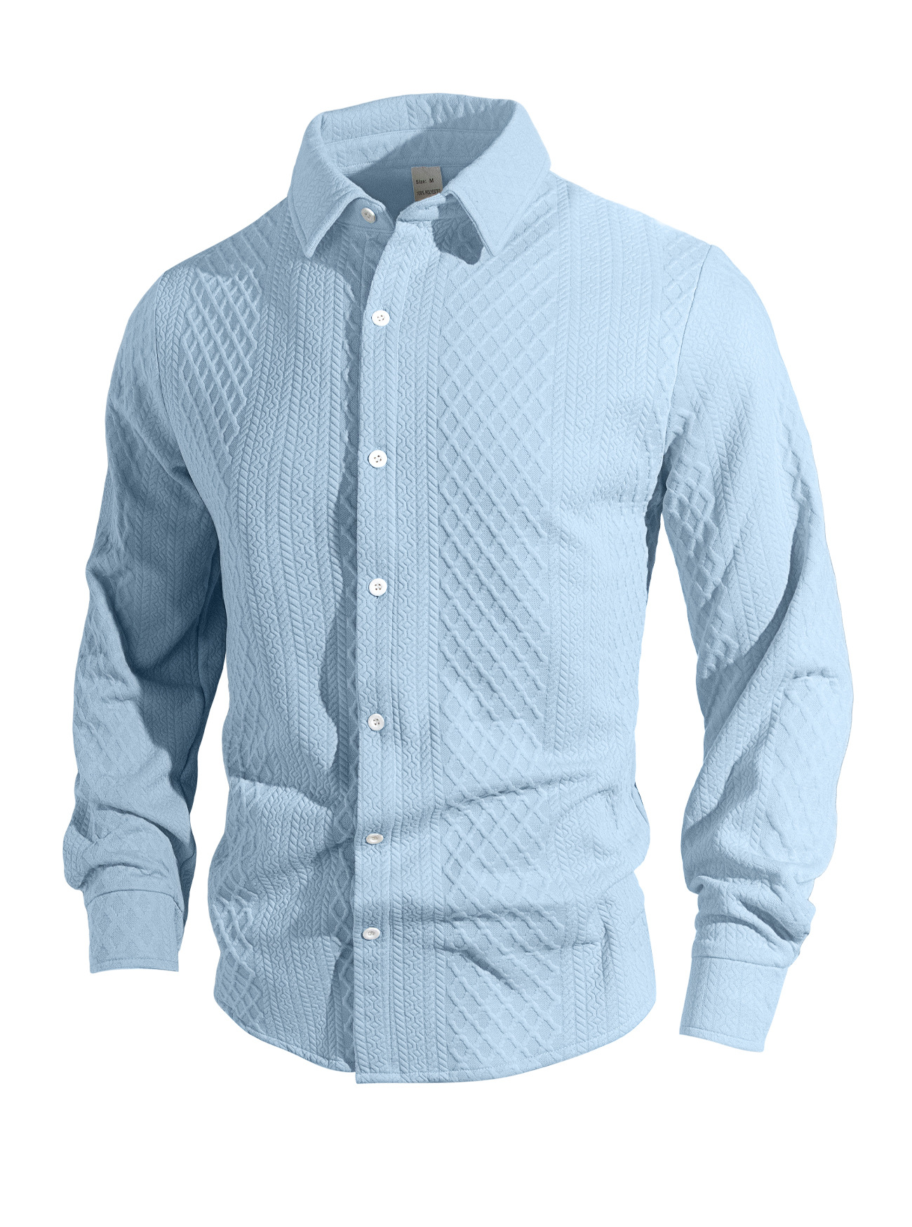 Europa y los Estados Unidos Amazon tejido flor simple botón casuales chaqueta deportiva de negocios hombre camisa transfronteriza de manga larga hombre