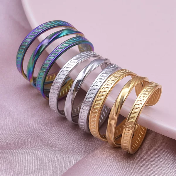 304 Stainless Steel Titanium Steel Ring Geometric Ring Female Male Cold Style Niche Simple Opening Adjustable